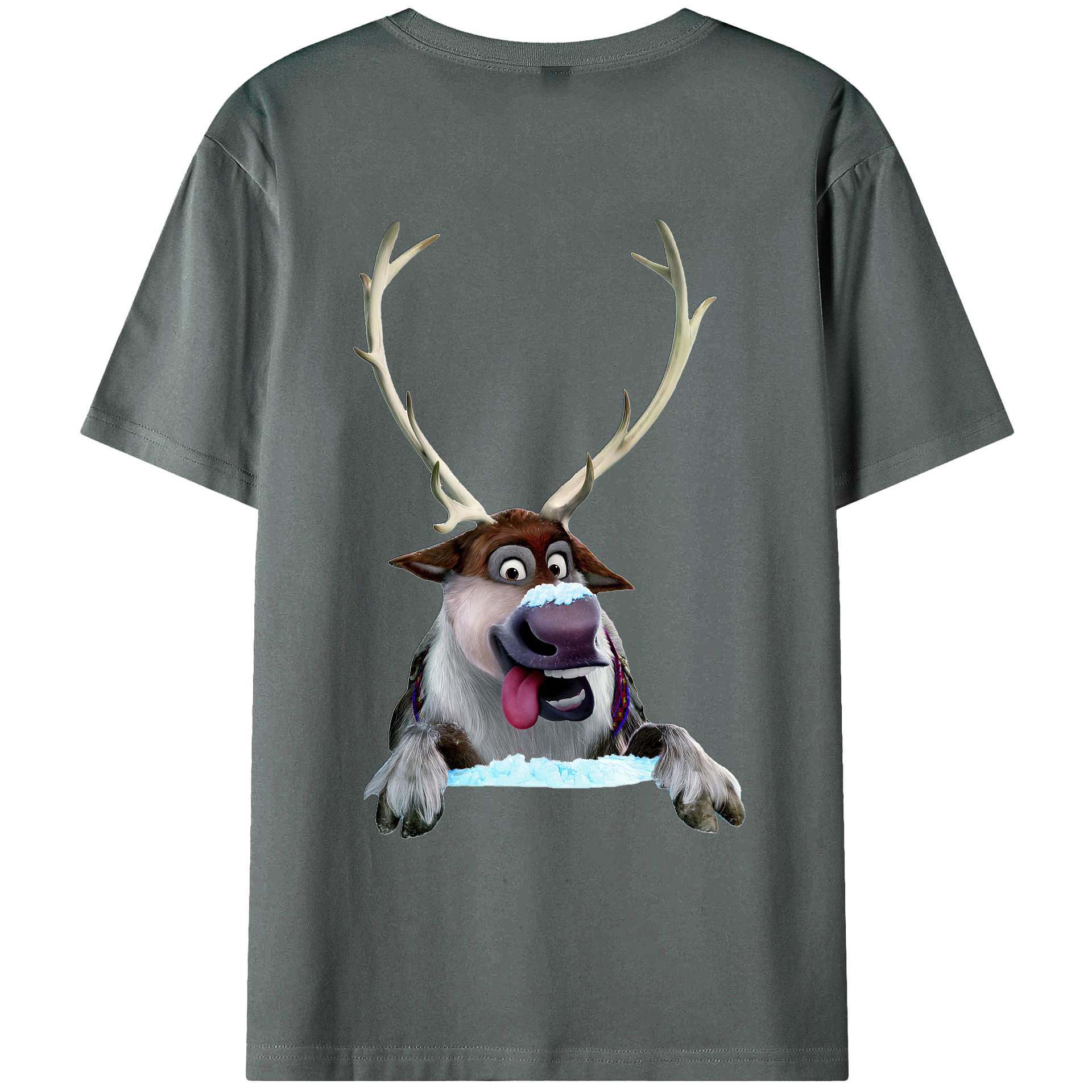 （画像用） アナと雪の女王 アンナ エルサ Frozen Anna Elsa 綿100％ メンズ半袖Tシャツ（バックプリント） 通気性